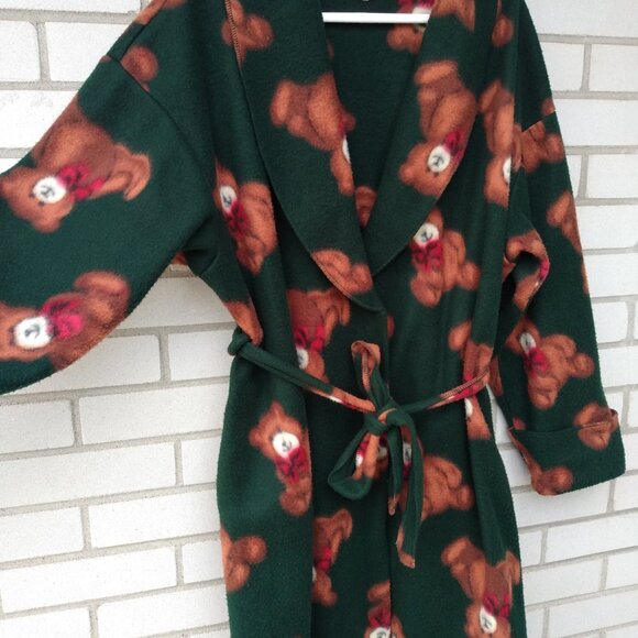 Vintage Fleece Teddy Bear Housecoat Adult Size Large Warm Winter Robe - Picture 5 of 10